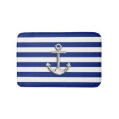 Chrome als Anchor Nautical Navy Blue Stripes Badmat (Voorkant)