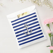 Chrome als Anchor Nautical Navy Blue Stripes Bedankzakje (Gezegeld)