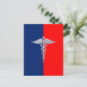 Chrome als Caduceus Medical Symbol League Decor Briefkaart (Staand voorkant)