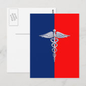 Chrome als Caduceus Medical Symbol League Decor Briefkaart (Voorkant / Achterkant)