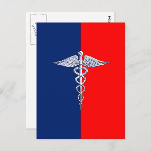 Chrome als Caduceus Medical Symbol League Decor Briefkaart (Voorkant / Achterkant)