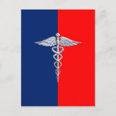 Chrome als Caduceus Medical Symbol League Decor Briefkaart (Voorkant)