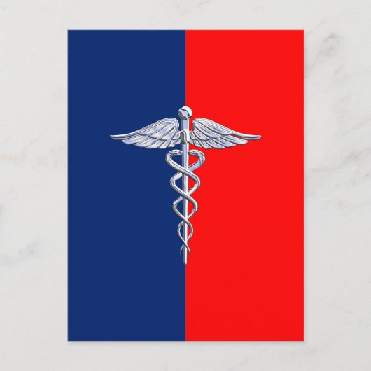 Chrome als Caduceus Medical Symbol League Decor Briefkaart (Voorkant)