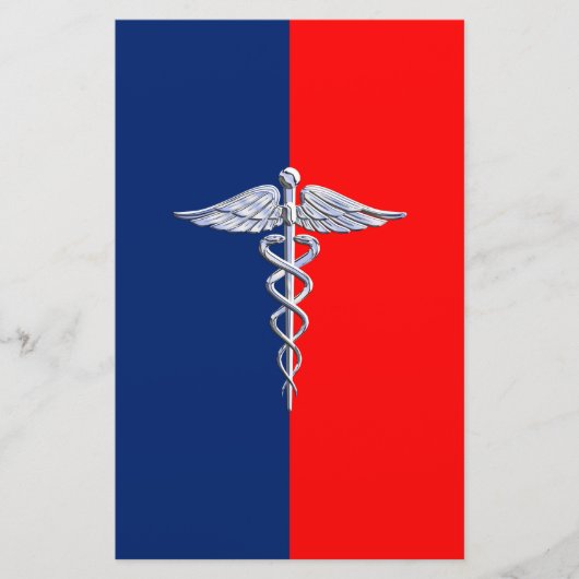 Chrome als Caduceus Medical Symbol League Decor Briefpapier (Voorkant)