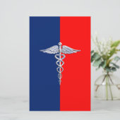 Chrome als Caduceus Medical Symbol League Decor Briefpapier (Staand voorkant)