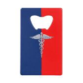 Chrome als Caduceus Medical Symbol League Decor Creditkaart Flessenopener (Voorkant)