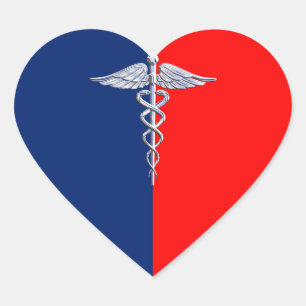 Chrome als Caduceus Medical Symbol League Decor Hart Sticker
