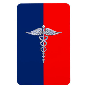Chrome als Caduceus Medical Symbol League Decor Magneet