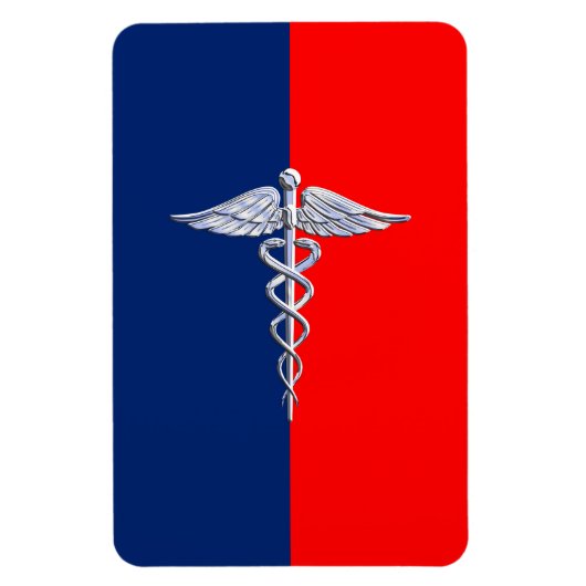 Chrome als Caduceus Medical Symbol League Decor Magneet (Verticaal)