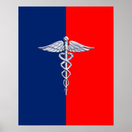 Chrome als Caduceus Medical Symbol League Decor Poster (Voorkant)