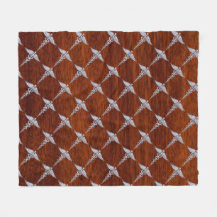 Chrome als Caduceus Medical Symbol Mahogany Print Fleece Deken