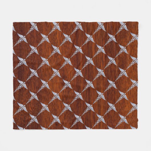Chrome als Caduceus Medical Symbol Mahogany Print Fleece Deken (Voorkant (Horizontaal))