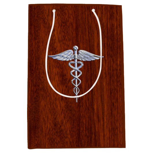 Chrome als Caduceus Medical Symbol Mahogany Print Medium Cadeauzakje (Voorkant)