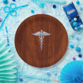Chrome als Caduceus Medical Symbol Mahogany Print Papieren Bordje (Feest)