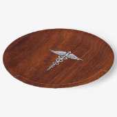 Chrome als Caduceus Medical Symbol Mahogany Print Papieren Bordje (Gekanteld)