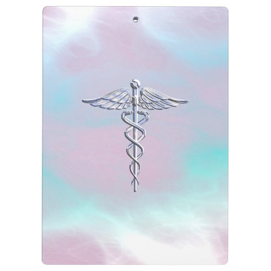 Chrome als Caduceus Medical Symbol Moeder Parell D Klembord (Achterkant)