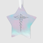 Chrome als Caduceus Medical Symbol Moeder Parell D Ornament (voorkant)