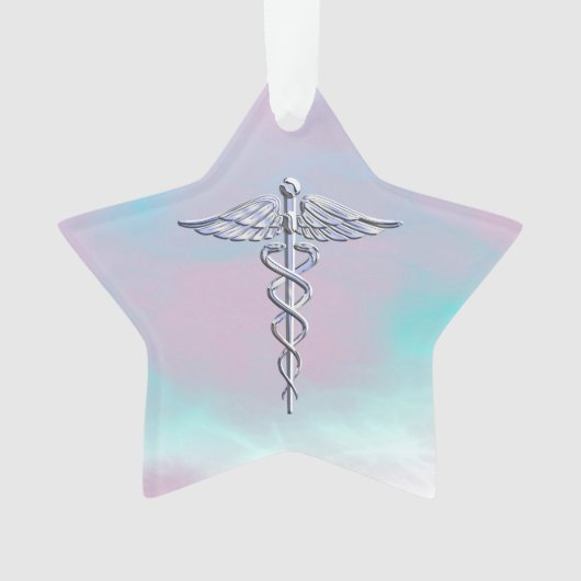 Chrome als Caduceus Medical Symbol Moeder Parell D Ornament (voorkant)