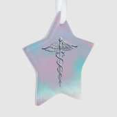 Chrome als Caduceus Medical Symbol Moeder Parell D Ornament (voorkant)