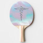 Chrome als Caduceus Medical Symbol Moeder Parell D Tafeltennisbatje (Voorkant)