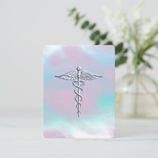 Chrome als Caduceus Medical Symbol Moeder Pearl (Staand voorkant)