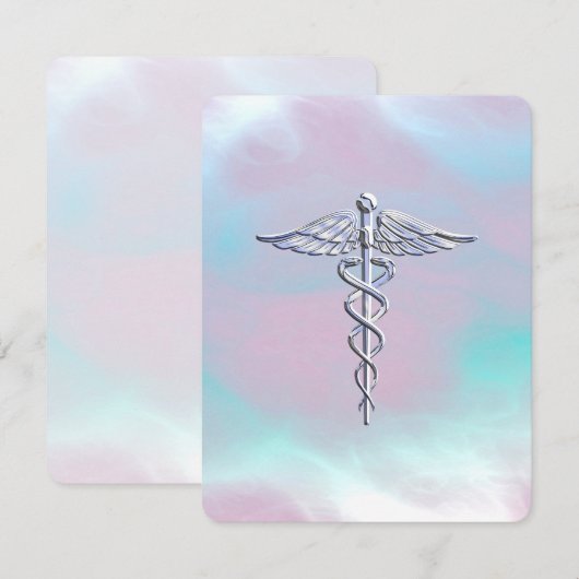 Chrome als Caduceus Medical Symbol Moeder Pearl (Voorkant / Achterkant)