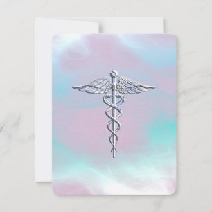 Chrome als Caduceus Medical Symbol Moeder Pearl