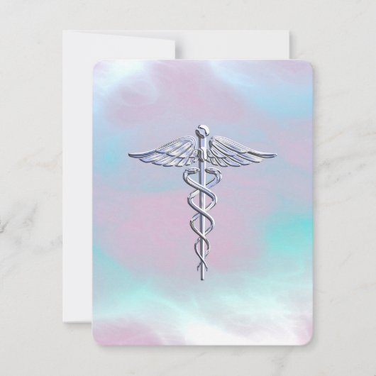 Chrome als Caduceus Medical Symbol Moeder Pearl (Voorkant)