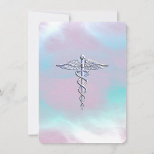 Chrome als Caduceus Medical Symbol Moeder Pearl