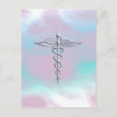 Chrome als Caduceus Medical Symbol Moeder Pearl Briefkaart (Voorkant)