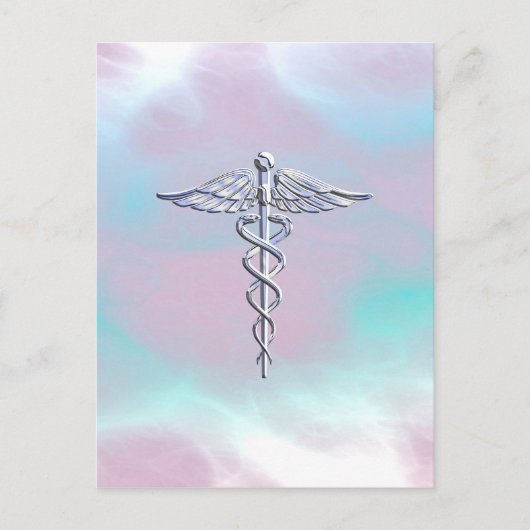 Chrome als Caduceus Medical Symbol Moeder Pearl Briefkaart (Voorkant)