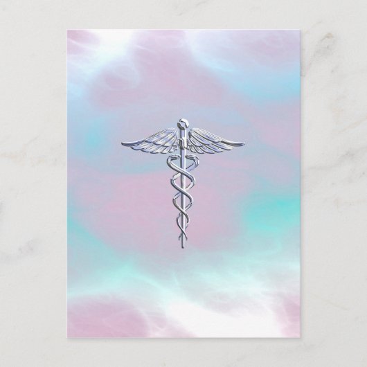 Chrome als Caduceus Medical Symbol Moeder Pearl Briefkaart (Voorkant)