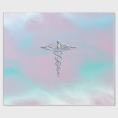 Chrome als Caduceus Medical Symbol Moeder Pearl Cadeaupapier (Vlak)