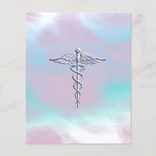 Chrome als Caduceus Medical Symbol Moeder Pearl Flyer (Voorkant)