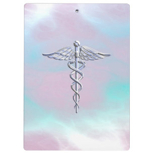 Chrome als Caduceus Medical Symbol Moeder Pearl Klembord