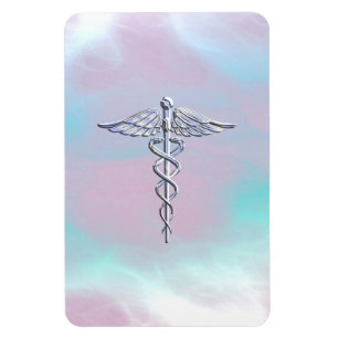 Chrome als Caduceus Medical Symbol Moeder Pearl Magneet