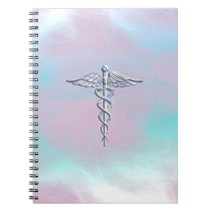 Chrome als Caduceus Medical Symbol Moeder Pearl Notitieboek