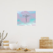 Chrome als Caduceus Medical Symbol Moeder Pearl Poster (Keuken)