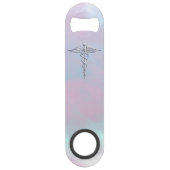 Chrome als Caduceus Medical Symbol Moeder Pearl Speed Flessenopener (Voorkant)