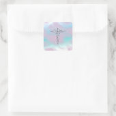 Chrome als Caduceus Medical Symbol Moeder Pearl Vierkante Sticker (Tas)