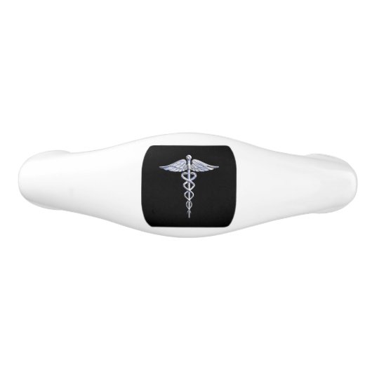 Chrome als Caduceus Medical Symbool Black Decor Keramische Ladegreep (Voorkant)