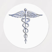 Chrome als Caduceus Medical Symbool Black Decor Labels (Design 2)