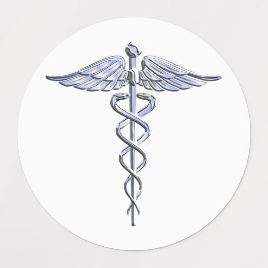 Chrome als Caduceus Medical Symbool Black Decor Labels (Design 1)