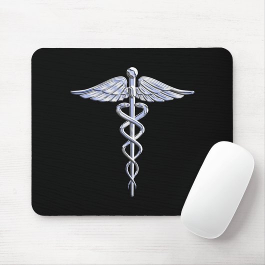 Chrome als Caduceus Medical Symbool Black Decor Muismat (Met muis)