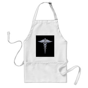 Chrome als Caduceus Medical Symbool Black Decor Standaard Schort