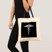 Chrome als Caduceus Medical Symbool Black Decor Tote Bag (Voorkant (product))