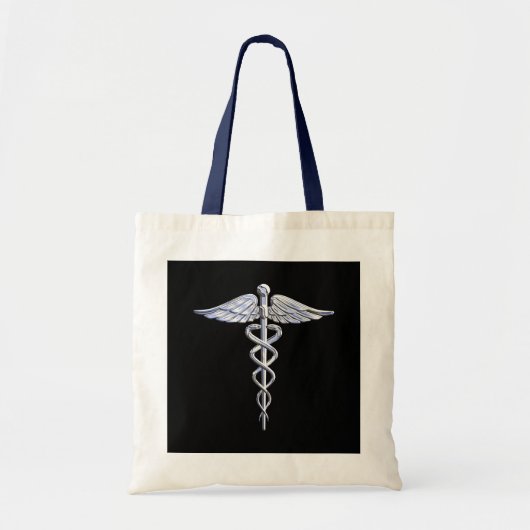 Chrome als Caduceus Medical Symbool Black Decor Tote Bag (Voorkant)