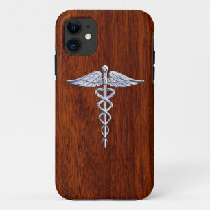 Chrome als Caduceus Medical Symbool Mahogany Decor Case-Mate iPhone Case