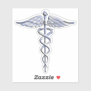 Chrome als Caduceus Medical Symbool Mahogany Decor Sticker