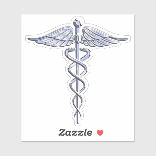 Chrome als Caduceus Medical Symbool Mahogany Decor Sticker (Vel)